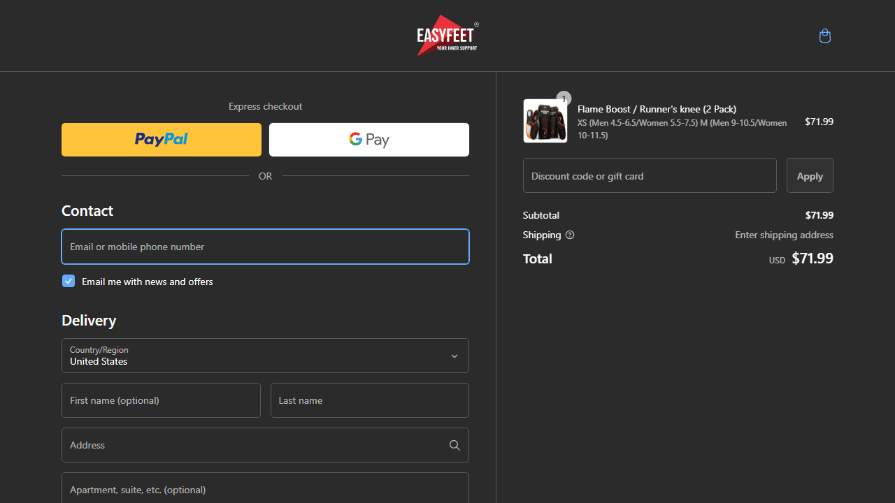 How to apply Easyfeet coupon code